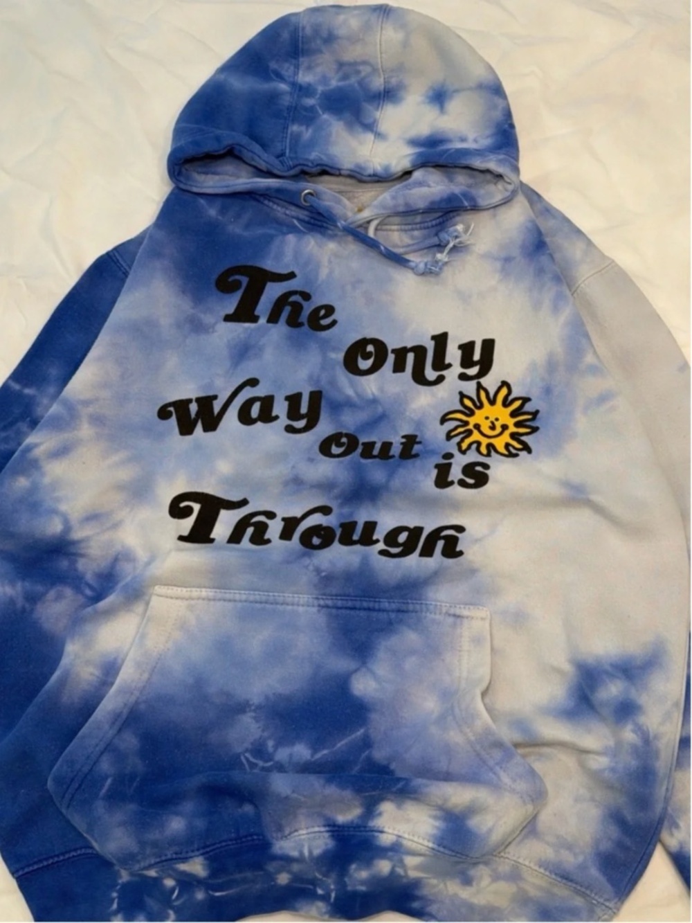 Urban Outfitters Blue Tie Dye Graphic Hoodie Y2K Grunge Size Small